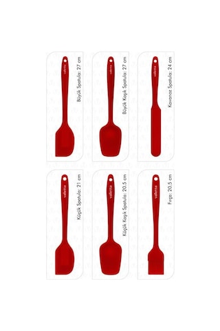 Valletta Drongo 6'lı Spatula Seti - Kırmızı Kırmızı