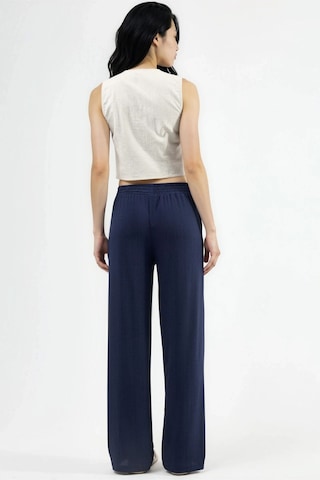 Hiccup Düz Paça Dokulu Pantolon Ellie Collection Lacivert