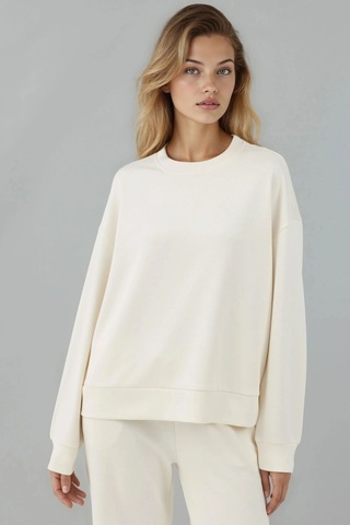 Hiccup Modal Dokunuşlu Basic Sweatshirt Fildişi Doğal