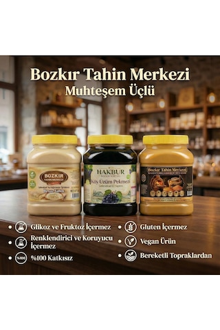 Bozkır Tahin Merkezi Enfes Üçlü Altın Susam Kavrulmuş Tahin-taş Değirmen Beyaz Tahin -üzüm Pekmezi