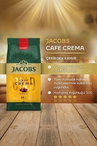 Jacobs Cafe Crema Çekirdek Kahve 500 Gr X 4 Adet PKT.JACOBS.028 Çekirdek