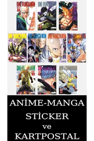 One Punch Man 16-17-18-19-20-21-22-23-24-25 Manga Seti 10 Kitap / Anime-manga Sticker-kartpostal