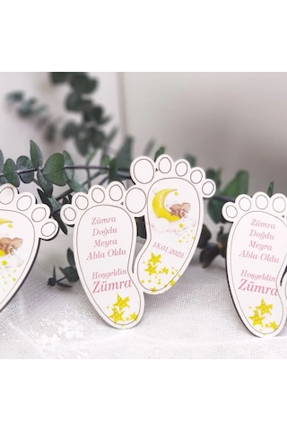 Ayak Büyük Boy Ahşap Bebek Mevlüt Hediyelik Magnet Ayda 30 Adet