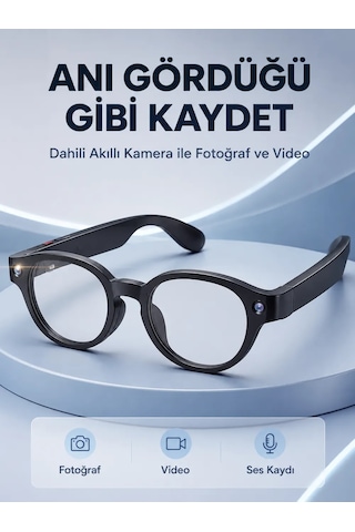 Astraltech Özellikli Siyah Bluetooth Akıllı Gözlük Dahili Kameralı Fotoğraf Video Kayıt Aı