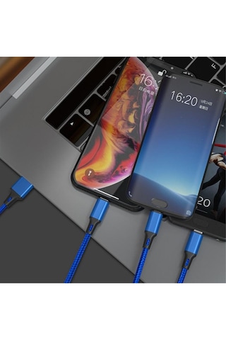Siyah Hızlı Usb Şarj Kablosu Samsung Evrensel 3 In 1 Çok Fonksiyonlu Cep Telefonu Kablosu Şarj Kablosu Tip C