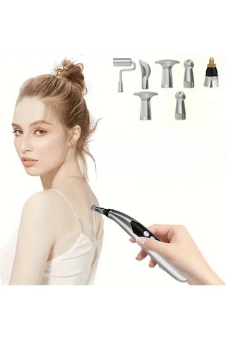 Akupunktur Güzellik Kalemi Elektrikli 7 Başlıklı Cilt Cihazı İğnesiz