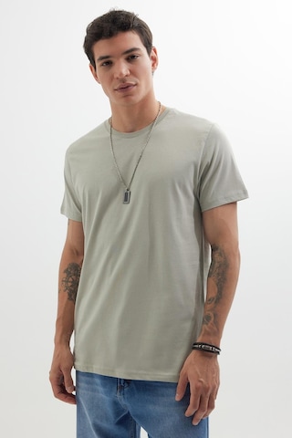 Tudors Unisex Slim Fit Dar Kesim %100 Pamuk Yumuşak Dokulu Gri Bisiklet Yaka Tişört-33603 Gri