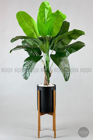 Biçiçek Yapay Muz Ağaci 125 Cm Ayakli Si̇yah Metal Saksıda