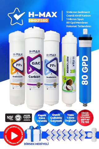 80 Gpd Membranlı Kapalı Kasa Su Arıtma Cihazı 5li Filtre Seti