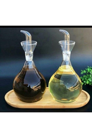Morponi 2 Adet 1000 Ml Borosilikat Tombul Cam Yağdanlık Ve Altlık Yağlık Sirkelik Şeffaf