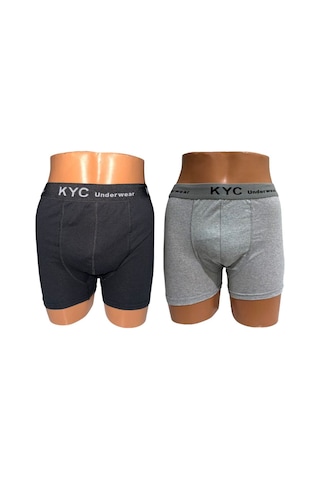 Kyc Shopping 2 Adet Siyah-gri Karışık Renk Pamuklu Likralı Penye Esnek Kumaş Boxer Kyc Shopping 2 Adet Siyah-gri Karışık Renk Pamuklu Likralı Penye Esnek Kumaş Boxer