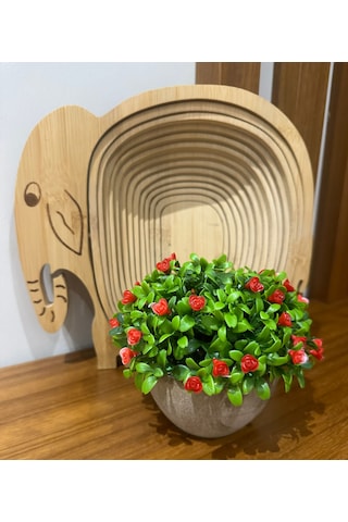 Saksılı Yapay Dağ Kekiği - Doğal Görünümlü Dekoratif Saksı Bitkisi - 18x13 Cm Yeşil