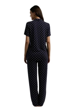 Arnetta Kadın Lacivert Kısa Kol Boydan Düğmeli Pijama Takım 3226 Lacivert