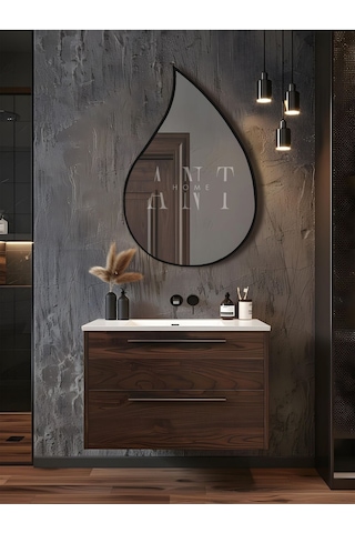 Asimetrik Ayna, Duvar Aynası, Konsol Aynası, Holl Aynası 75 X 50 Siyah