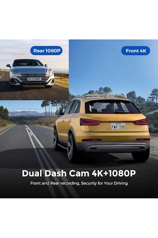 Dash Cam Araç Kamerası Ön Arka Kayıt, Gps Takip, Wifi Bağlantı, 3840x2160p 4k Ultra Hd