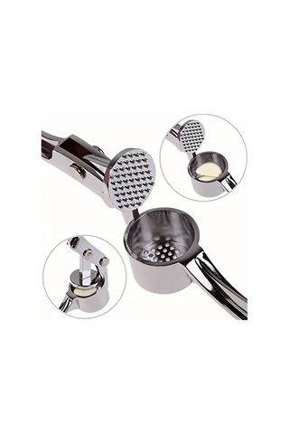 Eastmeeetwest--1pc Premium Paslanmaz Çelik Sarımsak Ezici - Kolay Sarımsak Bıçağı Ve Zencefil Ezici, Temizlemesi Kolay Mutfak Aletleri, Günlük Pişirmede Dayanıklı Sarımsak Bıçağı Gümüş