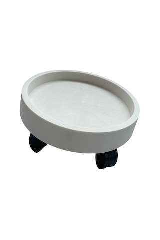 Tenfowee Plastik Dairesel Süs Bitki Tepsisi, 30mm Cam Gövde Tekerlekli, Su Toplama Kutusuyla, Balkon İçin Taşınabilir Taban