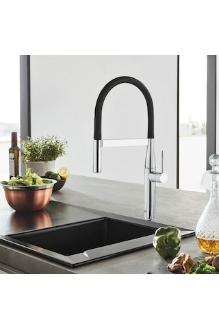 Grohe Eviye Bataryası Spiralli 2 Fonksiyonlu Essence Krom/Siyah-30294000