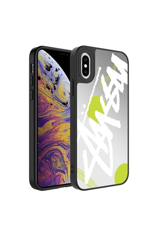 Apple Uyumlu iPhone X Kılıf Aynalı Desenli Kamera Korumalı Parlak Zore Mirror Kapak