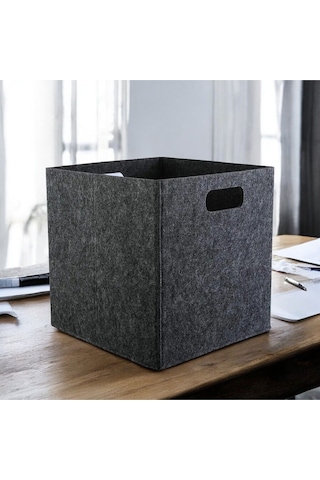Dolap İçi Düzenleyici 1 Adet Organizer 3mm Keçe 32x32x32 Cm Çok Amaçlı Keçe Kutu Antrasit