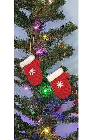 Yılbaşı Ağacı Süsü Eldiven 2 Adet - El Örgüsü - Amigurumi 0