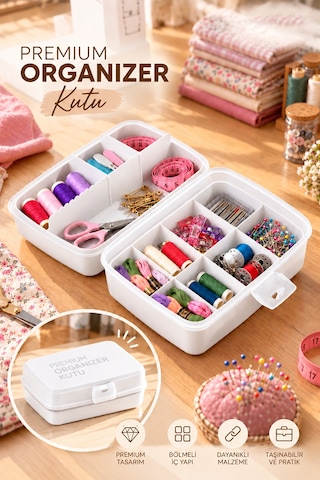 Porsima 1192 Premium 12 Bölmeli Çok Amaçlı Organizer Saklama Kabı Beyaz