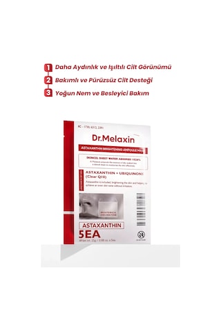 Leke Karşıtı & Aydınlatıcı Yüz Maskesi Astaxanthin İçerikli 1 Adet