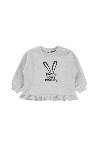 Civil Baby Bunny Loves Mommy Baskılı 6-18 Ay Takım - Gri Karmelanj