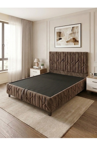 Hestia Sandıklı Çift Kişilik Baza Başlık Seti Yıkanabilir Kumaşlı 160 x 200
