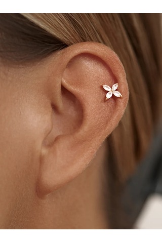 Zoloto Russkih 925 Ayar Gümüş Kaplamalı Helix Labre Yapboz Küpe 153618051 Altın