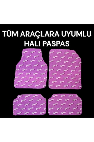 Lüx Oto Halı Paspas Desenli Yıkanabilir Unıversal Her Araca Uyumlu Barbie Yazı