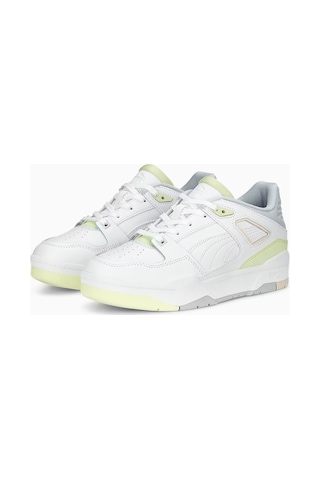 Puma Slipstream Women White Green Leather Sneaker Beyaz Yeşil Kadın Hakiki Deri Günlük Spor Ayakkabı Beyaz - Yeşil