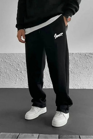Prtnc Protonic Erkek Baggy Eşofman Altı 3 İplik Oversize Düz Paça Siyah Siyah
