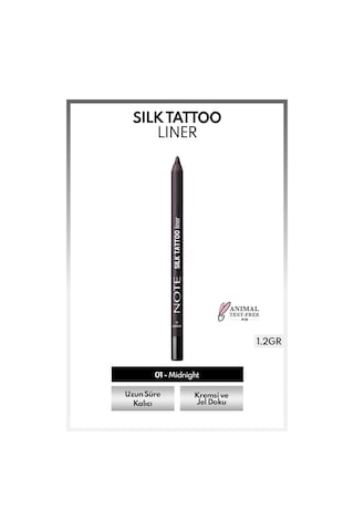 Note Cosmetique Silk Tattoo Liner Suya Dayanıklı İpeksi Jel Göz Kalemi 01 Midnight