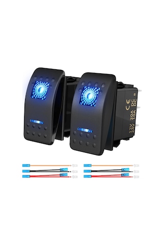 Maiyame Denizcilik İçin İki Adet 5-pin Ip66 Su Geçirmez Mavi Led Kayar Anahtar 12v-24v 20a, Araç Ve Gemi Uygulamaları İçin Dayanıklı Kontrol