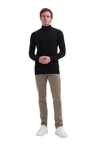 Cazador Pamuk Kumaş Slim Fit Basic Tam Balıkçı Kazak Siyah