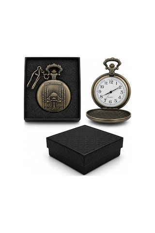 10 Adet Köstekli Saat Sultanahmet Tasarımlı Cep Saati, Pocket Watch, Vintage Görünümlü, Dekoratif Saat