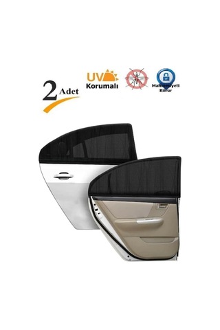 Ön Cam Balonlu Kalın Güneşlik 130x60 Cm + 2 Adet Arka Yan Cam Güneşlik Perde Sineklik Set Standart