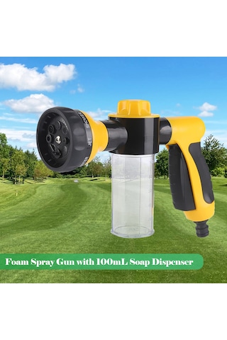 Ximistore9 8 Fonksiyonlu Sarı Köpük Spreyi: Yüksek Basınçlı Araba Yıkama, Bahçe Sulama Ve Temizlik Aleti Sarı