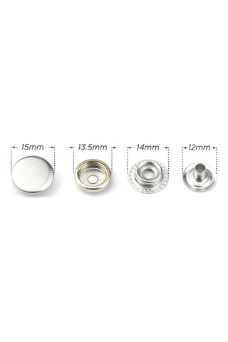 50 Adet 15mm Paslanmaz Çıtçıt Yapım Seti