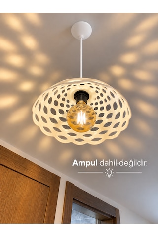 Modern Görünümlü Şık Tekli Beyaz Sarkıt Salon, Mutfak, Oturma Odası, Çocuk Odası, Yatak Odası Avize Lila / Beyaz Duy Seti