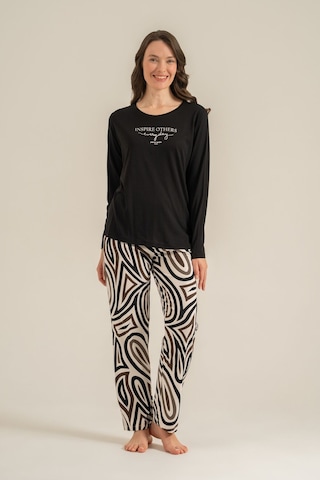 Pierre Cardin Kadın Inspire Others Everyday Siyah Uzun Kol Pijama Takım Pc9280-s-v1 Pc9280-s-v1