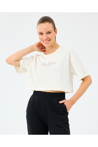 Skechers W Heavy Fabric T-shirt Kadın Beyaz Tshirt S2520183-3855