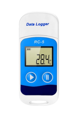 Mufunye Usb Sıcaklık Veri Kaydedici, Ip67 Su Geçirmez, Lcd Ekranlı, -30 C 70 C Aralığı, % 0.5 Doğruluk, Soğuk Zincir Nakli İçin Beyaz-mavi