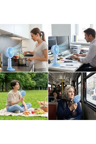 Buffer 3 Kademeli Masaüstü Fan - Telefon Tutuculu Özellikli Standlı Elde Taşınabilir Mini Fan Ekl29