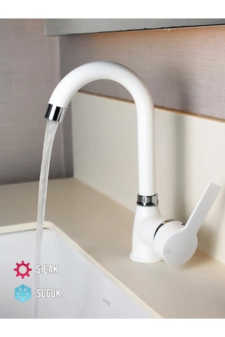 Inventa Beyaz Delta Kısa Borulu Lavabo Bataryası