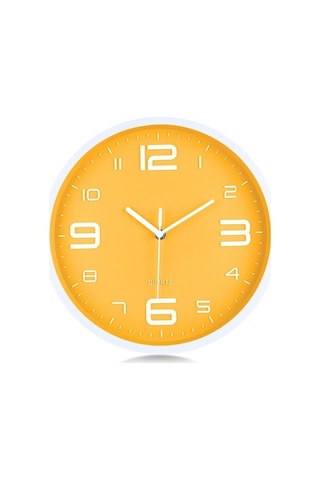 Primepickings Modern Limon Sarı Duvar Saati 10 Inç Sessiz Sigara Geçiyor Kuvars Saatler Oturma Odası Mutfak A