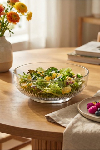 Lav Tokyo Cam Salata Kasesi Tekli Büyük Boy 1500 ml Yuvarlak (Sunum Kasesi , Hazırlık Kasesi)