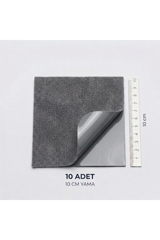 Halfart Kendinden Yapışkanlı Alcantara Tamir Yaması 10x10 Cm 10 Adet Süet Kumaş Deri Koltuk Araba Onarım Yaması Gri