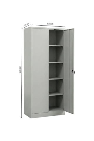 4 Gözlü 5 Bölmeli Dosya Dolabı 92x40x198 Gri